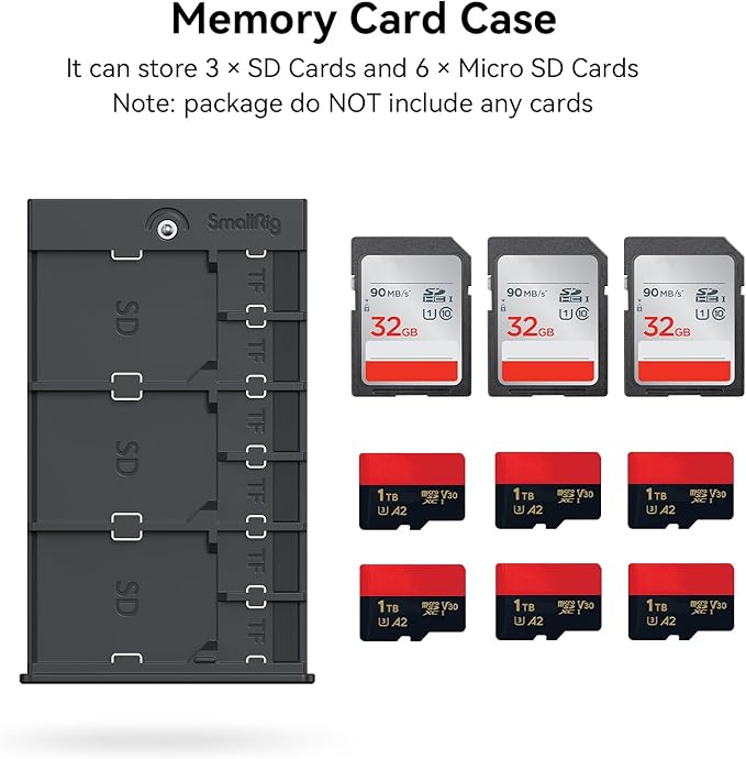 SMALLRIG Memory Card Case Holder Anti-Shock Anti-Fall and Scratch Suitable for SD/Micro SD/SIM Cards for Photography Enthusiasts - 2832B