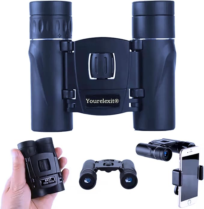 Binoculars with Phone Adapter for Adults, Compact Pocket Travel Binocular for Bird Watching Concert Theater Opera High Powered Electronics Cruise Ship Essentials Norwegian Alaska Hiking Camping Gear