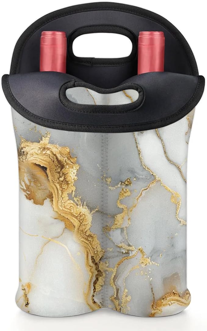 Wine Carrier Tote Personalized Bag for 2 Bottles - Neoprene Wine Bottle Holder with Carry Handle, Wine Protective Bag Insulated Bag Beer Cans Water Bottle Holder for Travel Picnic,Style12