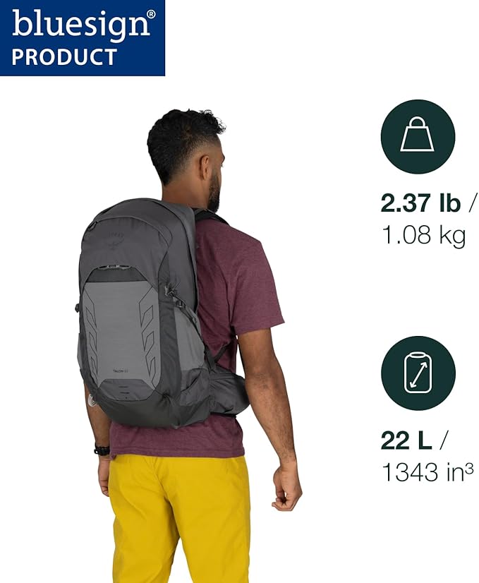 Osprey Talon 22L Men's Lightweight Hiking Backpack with Hipbelt, White/Black