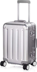 TRAVELKING All Aluminum Carry On Luggage with TSA Locks Fashion Cool Metal Hard Shell Spinner Suitcase (Silver, 20 Inch)…
