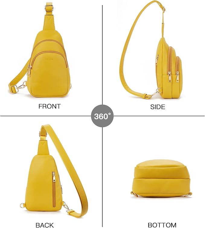 Telena Small Sling Bag for Women Leather Crossbody Fanny Packs Chest Bag for Women