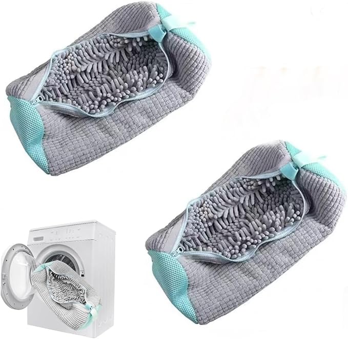 Laundry Shoe Bags for Washing Machine, 2Pcs Shoe Washing Bag Shoe Laundry Bag for Washer and Dryer Reusable Shoe Washing Bags Shoe Washing Machine Bag (Grey-2Pcs)