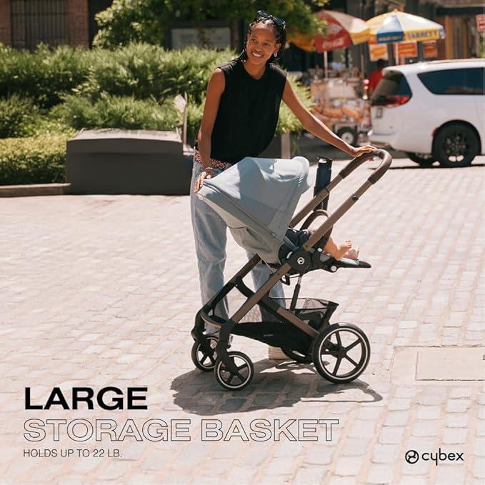 Cybex Balios S Lux Toddler and Baby Stroller with Reversible Seat, Unique One-Pull Harness, and Multiple Recline - Travel System Ready, with One Hand Fold, Black Frame/Moon Black Seat
