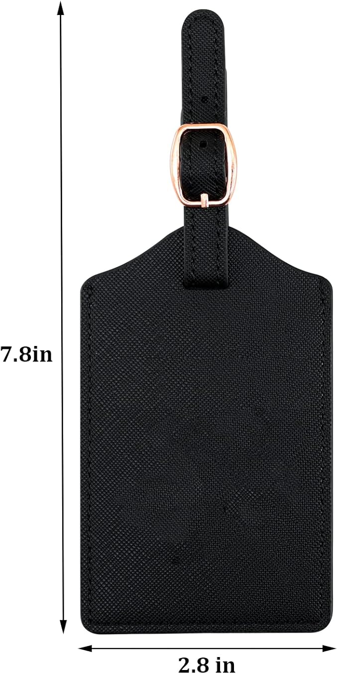 Luggage Tag PU Leather for Suitcase Baggage Handbag Travel Bag Label Suitcase Tag Suitcase Label Tag w. Name Card & Privacy Cover (P)
