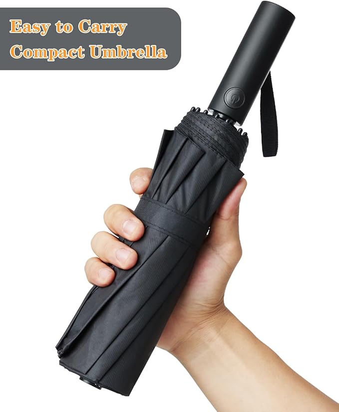 Large Double-Ribs Umbrella Automatic Folding Umbrella for Women Men, Travel, UPF 50+ UV Protection