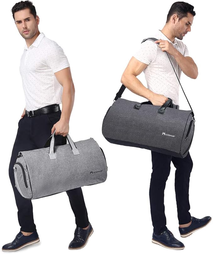 Convertible Garment Bag with Shoulder Strap, Modoker Carry on Garment Duffel Bag for Men Women - 2 in 1 Hanging Suitcase Suit Travel Bags (Black)