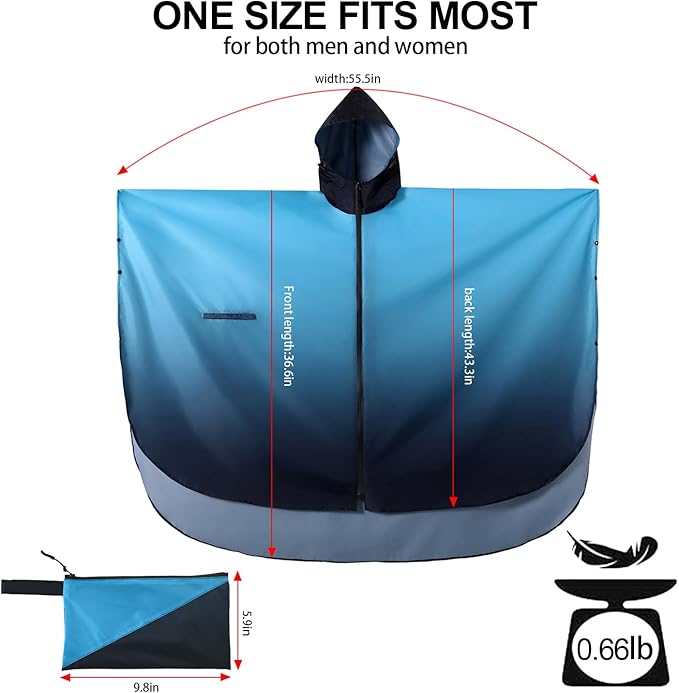 Rain Poncho Jacket Coat Hooded Zipper Style for Women/Men/Adult with Pocket