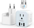 European Travel Plug Adapter, Foldable Power Adapter with 3 USB(1 USB C Port) and 1 AC Outlets, 2 in 1 Type C/L EU Outlet Adapter for US to Most of Europe France Germany Spain Italy(1 Pack)
