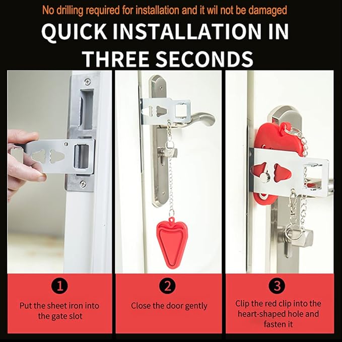 2 Packs Portable Door Stop Alarm & Door Lock, Upgraded Home Security Door Locker Devices Pocket Door Stopper Self Defensey Tools for Hotel Travel Home Apartment House