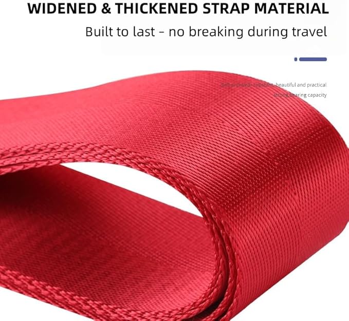 2-Pack Adjustable Luggage Straps for Suitcases – 2-Inch Wide Cross Travel Belt for 20"-32" Carry-On, Large & Collapsible Luggage – Durable Seatbelt Material, Suitcase Belts & Connector Straps (red)