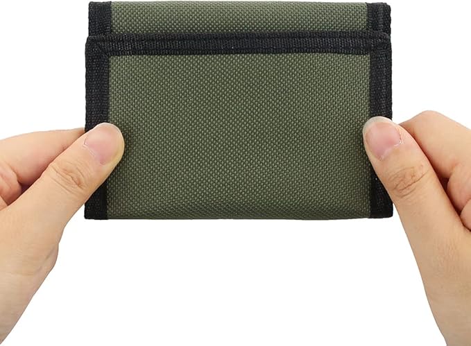 NEICY RFID Blocking Canvas Wallet for Men and Women - Camo Trifold Outdoor Sports Wallets with Magic Sticker for Teen Kids (Green)
