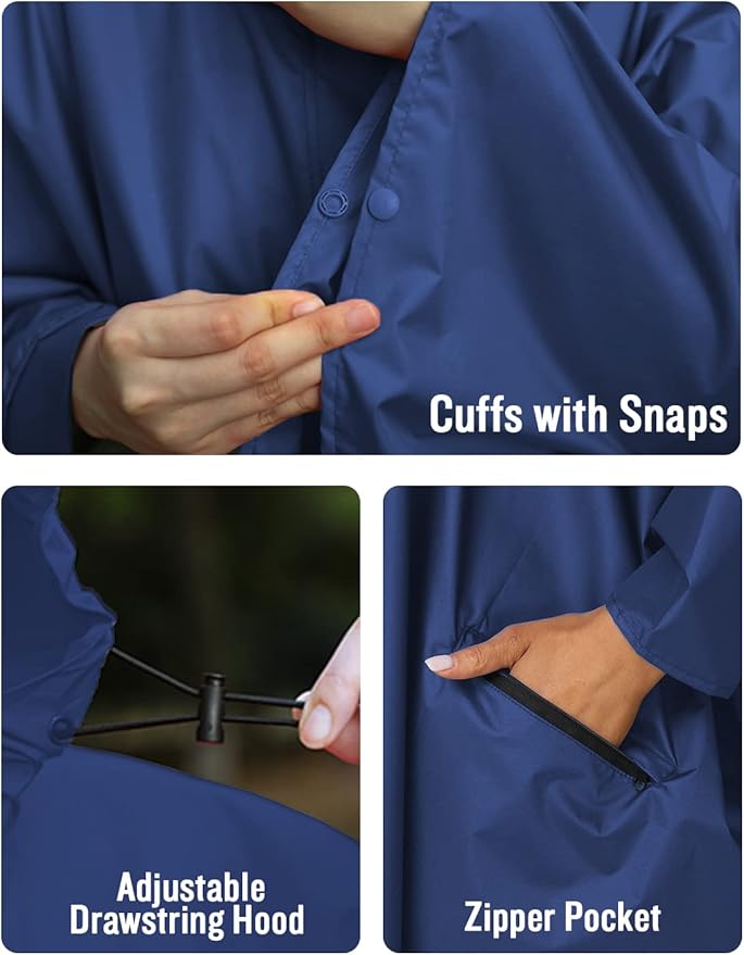 SaphiRose Unisex Rain Poncho Hooded Waterproof Raincoat for Adults Women