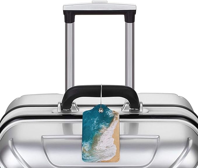 2 Pack Sandy Beach Wave Luggage Tag for Suitcases, Cruise Ship Vacation Essential Travel Gift for Men Women Couples, Beach Accessories Honeymoon Anniversary Travel Bag, Funny Christmas Birthday Gifts