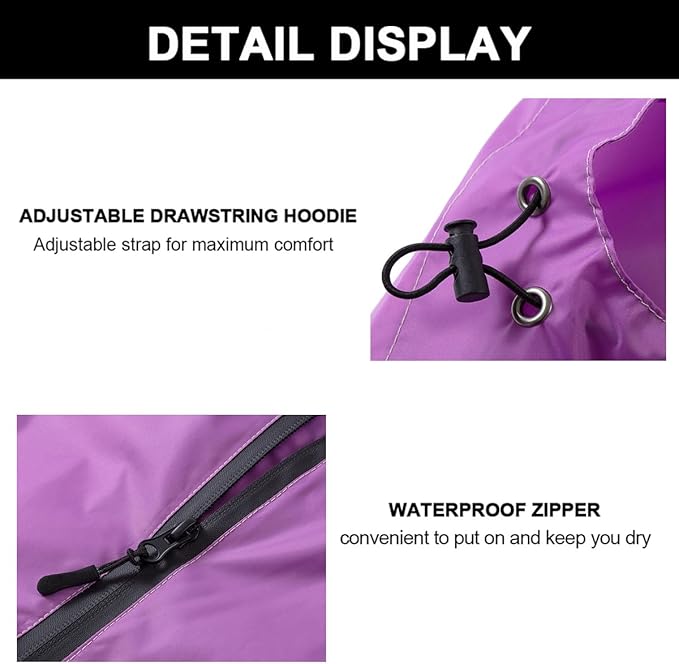 Rain Poncho Jacket Coat Hooded Zipper Style for Women/Men/Adult with Pocket