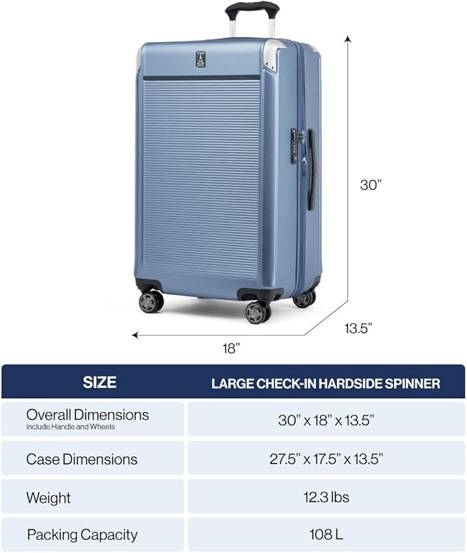 Travelpro Platinum Elite Hardside Expandable Checked Luggage, 8 Wheel Spinner, TSA Lock, Hard Shell Polycarbonate Suitcase, Vintage Grey, Checked Large 28-Inch