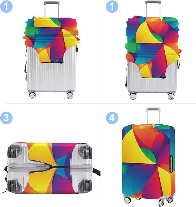 Luggage Cover Washable Suitcase Protector Anti-Scratch,Stretchable Fit for 20-34Inch Luggage Durable Travel Bag Cover with Zipper Closure (Multicolored, S(fits 20-22inch suitcase))