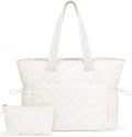 TOPEAST Tote Bag for Women, Large Puffer Tote Bag with Zipper, Lightweight Work Bags for Women, Quilted Bags for Nurse Travel