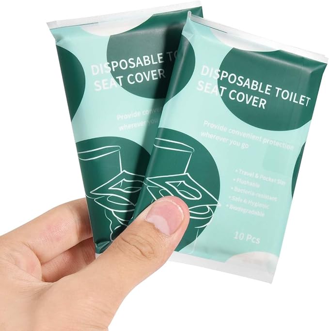 90 Pcs Disposable Flushable Paper Toilet Seat Covers Travel Supplies Essentials for Airplane, Public Restrooms, Bathroom, Hotels, Camping, Kids or Adults