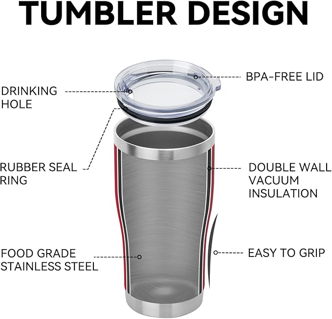 DOMICARE 20oz Tumbler with Lid Stainless Steel Tumblers Bulk, Double Wall Vacuum Insulated Coffee Travel Mug Powder Coated Tumbler, 8 Pack Red