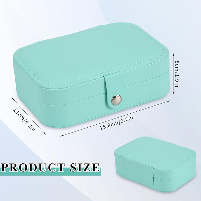Travel Jewelry Box, PU leather Small Jewelry Organizer For Female Girls, double layer portable mini travel case for storing earrings, rings, necklaces.(green 2pcs)