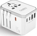 Ceptics 6-in-1 Universal Travel Adapter with 2X USB-A and 3X USB-C, 45W for Global Use, Compatible with US, EU, UK & More, White