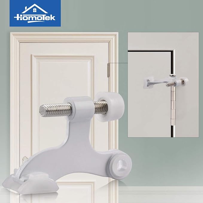 HOMOTEK 8 Pack Hinge Pin White Door Stopper,Adjustable Deluxe Heavy Duty Door Stopper 2-1/2"x1-3/4”,with White Rubber Bumper Tips