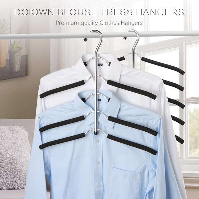 DOIOWN Blouse & Shirt Hangers - Non Slip Space Saving Stainless Steel Closet Organizer (4)
