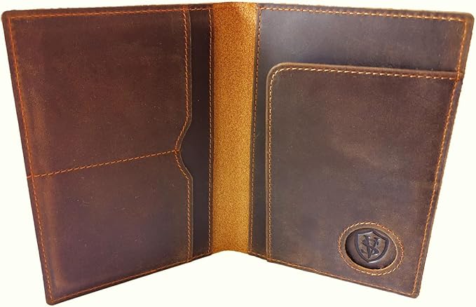 STAR VISTA Albatross Leather Travel Passport Holder, Minimalist Design, Full Grain Leather Case for Men and Women - Slim Passport Wallet, Bifold, RFID Blocking, with AirTag Holder