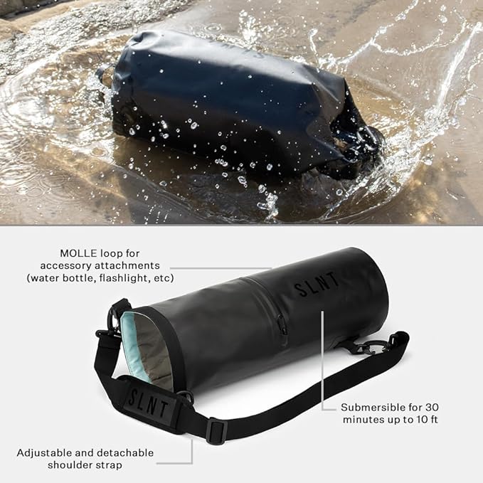 SLNT Waterproof Faraday Dry Bag - 420D Waterproof Nylon Signal Blocking Backpack - Protects Electronics from Water, Spying, Hacking - Blocks RFID, WiFi, Bluetooth, NFC, Cellular, GPS, EMF (10 Liter)
