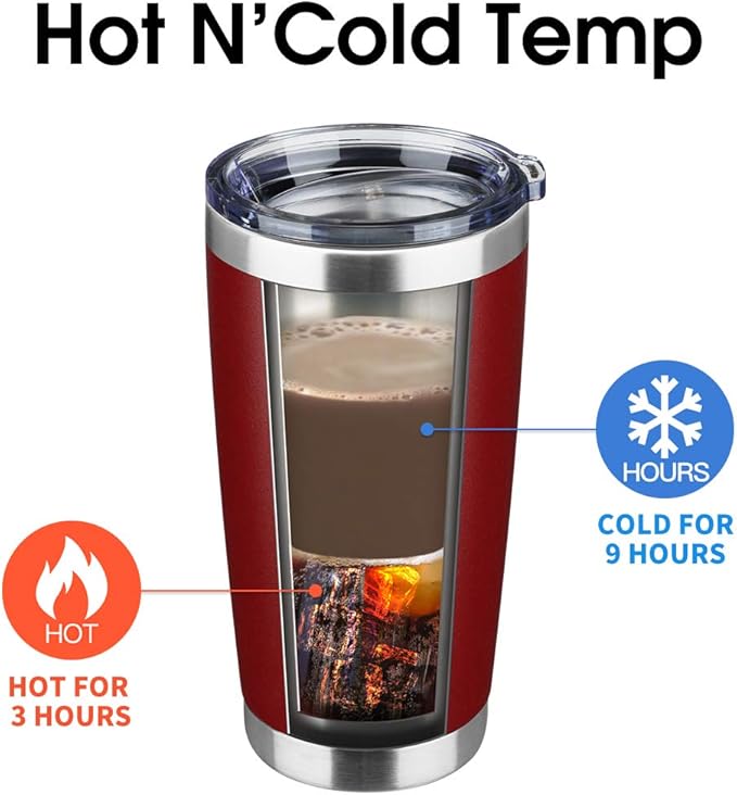 20oz Tumbler Bulk Stainless Steel Vacuum Insulated Tumblers with Lid Double Wall Travel Mug, Durable Powder Coated Coffee Cup, Suitable for Ice Drinks and Hot Beverage (Red 6pack)