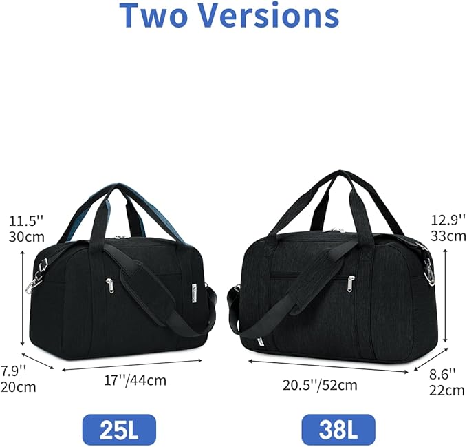Narwey Carry on Bag 22x14x9 Airlines Approved, Carry on Duffle Bag for Airplane with Wet Pocket, Travel Duffel Bag Luggage Bag Weekender Overnight for Women Men (Black)