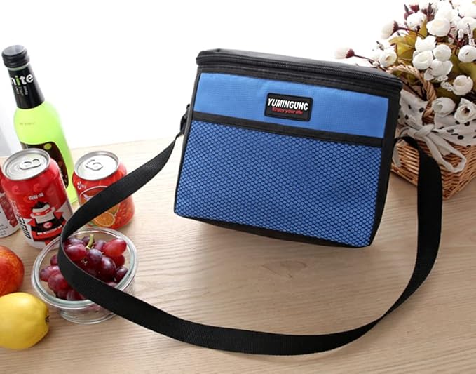 6 Can/5L Lunch Bag for Women Men Portable Lunch Box Small Cooler Bag Soft Collapsible Reusable Insulated Lunch Tote for Everyday Work Travel (Blue)