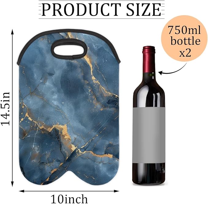 Wine Carrier Tote Personalized Bag for 2 Bottles - Neoprene Wine Bottle Holder with Carry Handle, Wine Protective Bag Insulated Bag Beer Cans Water Bottle Holder for Travel Picnic,Style23
