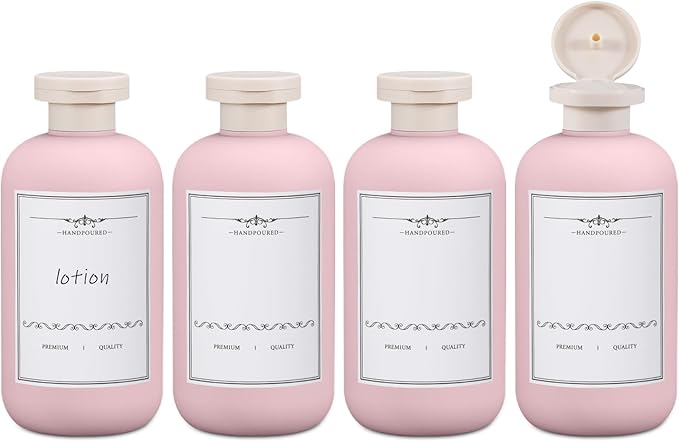 ASEVAT 6.7oz 4Pcs Plastic Refillable Travel Shampoo & Conditioner Bottles With Flip Cap