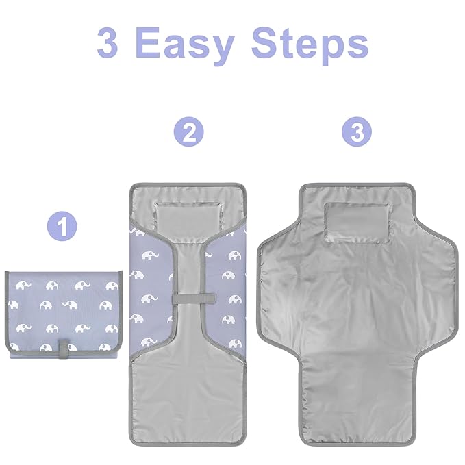 Accmor Portable Diaper Changing Pad, Waterproof Baby Changing Mat, Foldable Travel Diaper Changing Pads for Baby, Baby Essentials Shower Registry Gifts