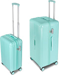Carry-on 20 Inch and 28 Inch Square Thickened ABS+PC Hard Shell luggage, 2-Piece Suitcase Set with TSA Lock & Dual Zipper Mesh Inner Layer Design, Mint Green