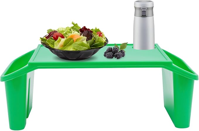 12 Pcs Kids Lap Desk Tray, 19.7×9.8×7.1In Portable Lap Bed Table with Side Pockets, Plastic Breakfast Laptop Trays, Laptop Desk Snack Tray for Family, School (Green)