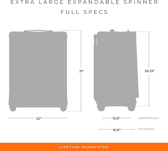 Briggs & Riley 31" Extra Large Expandable Spinner - Checked Luggage for Travel, Suitcases with Wheels, Softside Rolling Bag for Men & Women, Self-Repairing Zipper - Baseline Collection, Black