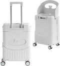 TABU 20" Ride-on Luggage with Seat For Kids & Adults，Carry On Hardshell Ride On Suitcase with 360° Lockable Spinner and TSA Lock, White