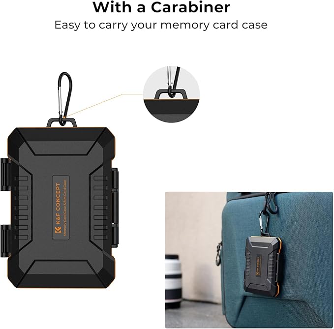 K&F Concept Memory Card Case - 25 Slot Carrying Case for SD, CF, CFexpress, Micro SD, Nano SIM & Micro SIM Cards