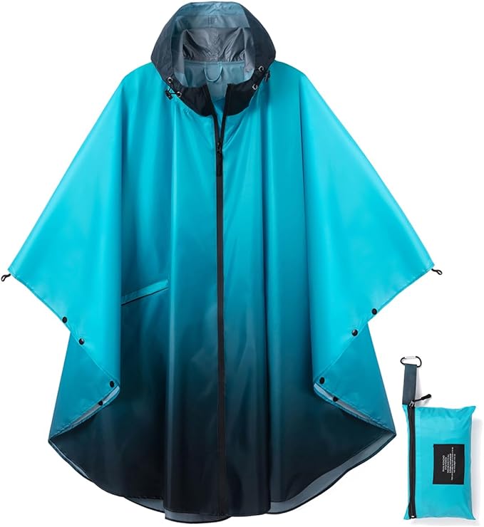 Rain Poncho Jacket Coat Hooded Zipper Style for Women/Men/Adult with Pocket