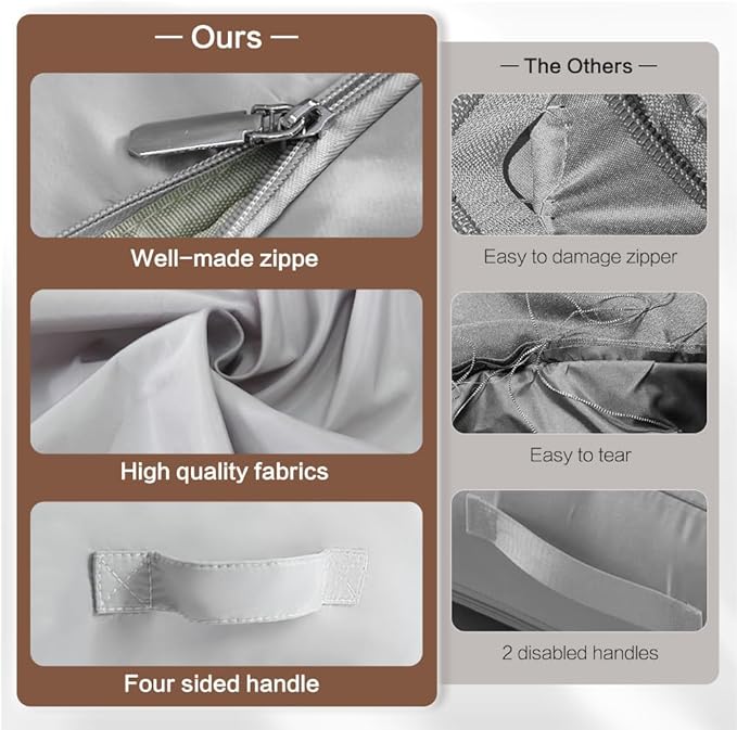 Ultra Space Saving Self Compression Storage Bags with Zipper, （Grey) -Compression Organize for Bedding, Comforter Storage Bag for Blankets Duvet Quilts Pillows