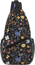 SUPLUCHOM Sling Bag Vintage Botanical Flower Wildflower Hiking Daypack Crossbody Shoulder Backpack Travel Chest Pack for Men Women