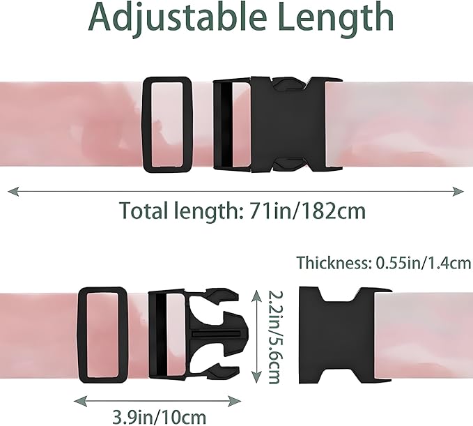 Pink Clouds Luggage Straps for Suitcases, Adjustable Luggage Travel Belts to Keep Luggage Security While Travel, Strong Polyester Fabric, Easy-to-Recognize Stylish Design Travel Accessories, 2 Pack