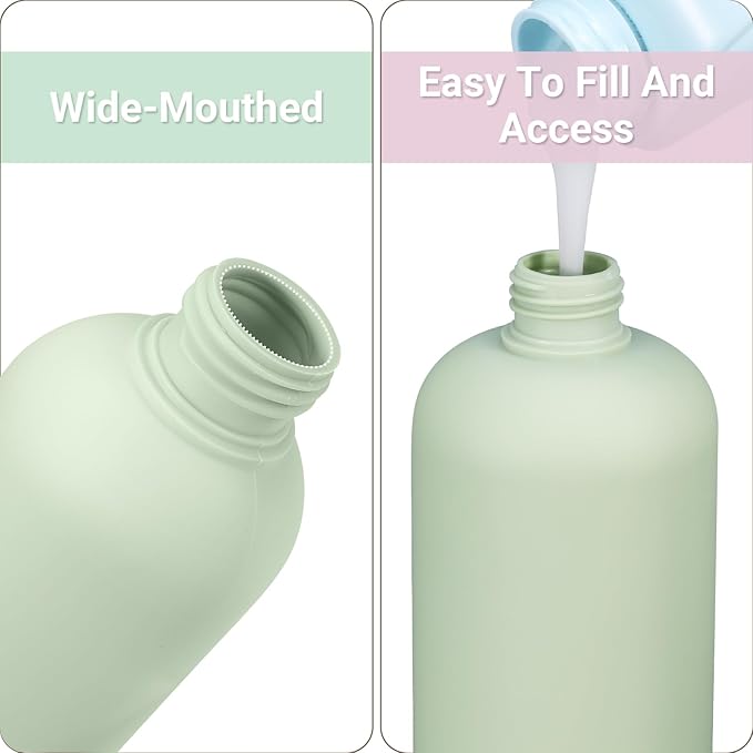 ASEVAT 6.7 oz Plastic Leak Proof Travel Bottles for Toiletries, Plastic Travel Size Containers, Shampoo and Conditioner Bottles Refillable Squeeze Bottle for Lotion, Body Wash (3Pcs)