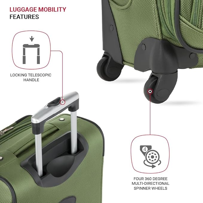 SwissGear Sion Softside Expandable Luggage, Evergreen, 3-Piece Set (21/25/29)