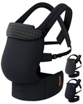 Reversible Baby Carrier – Black Solid & Houndstooth; Lightweight & Breathable Lyocell Fabric; Ergonomic Lumbar Support and Quick Hands-Free Wear for Newborn to Toddler (7–44 lbs)