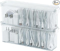Yesesion 2 Pack Cord Organizer Box with Lid, Clear Desk Drawer Accessories Storage Case for Home Office Supplies, Art Crafts, Phone Charger, USB Cables, Marker Pen, Pencil Holder