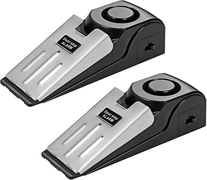 Door Stop Alarm 2 Pack, 120 dB Door Stopper Wedge Door Stops Alarm Great for Traveling Hotel Home Security Door Stoppers Safety Tools